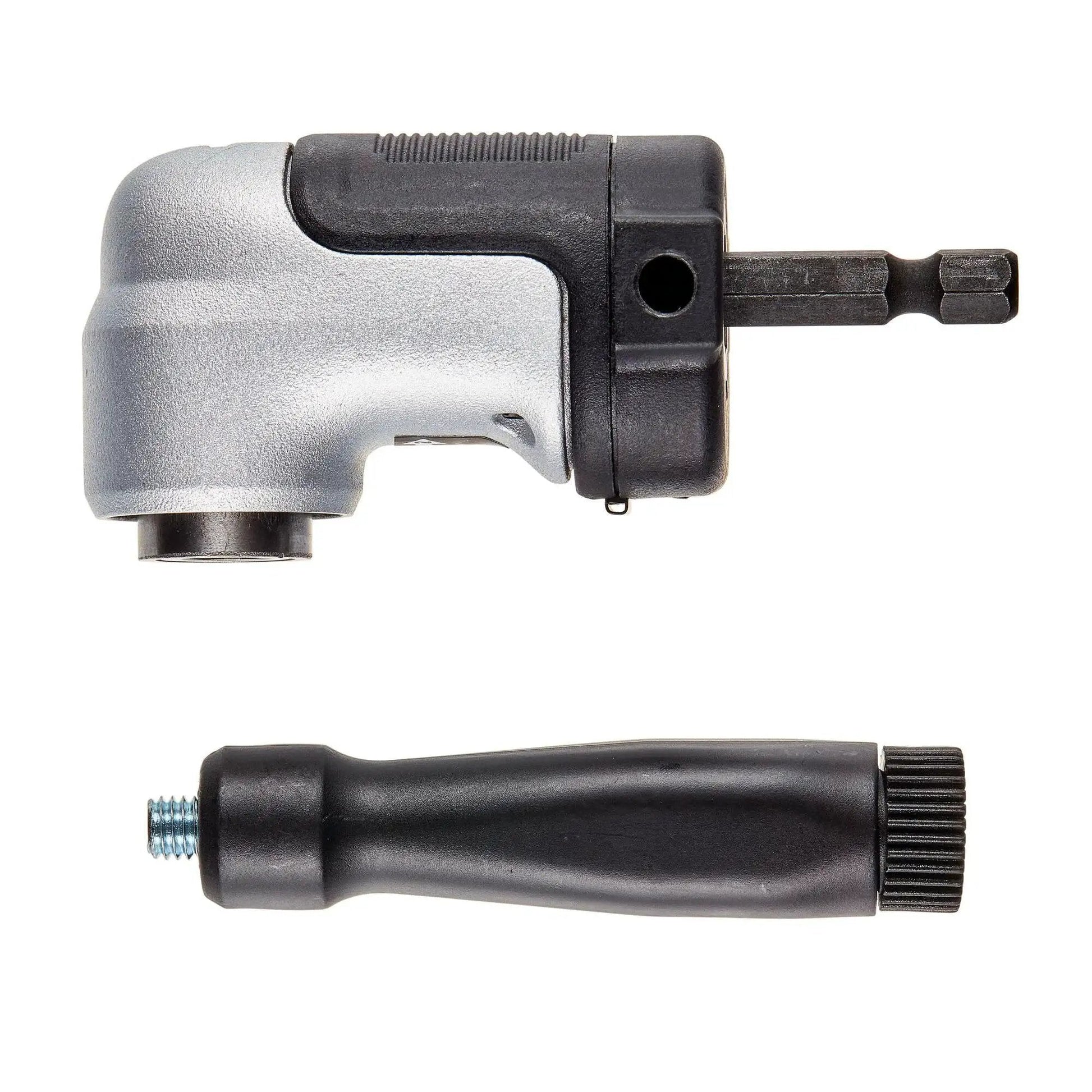 Right Angle Drill Attachment 4-In-1 System With 12-Inch Compact Straight Flexible Shaft shown in side view