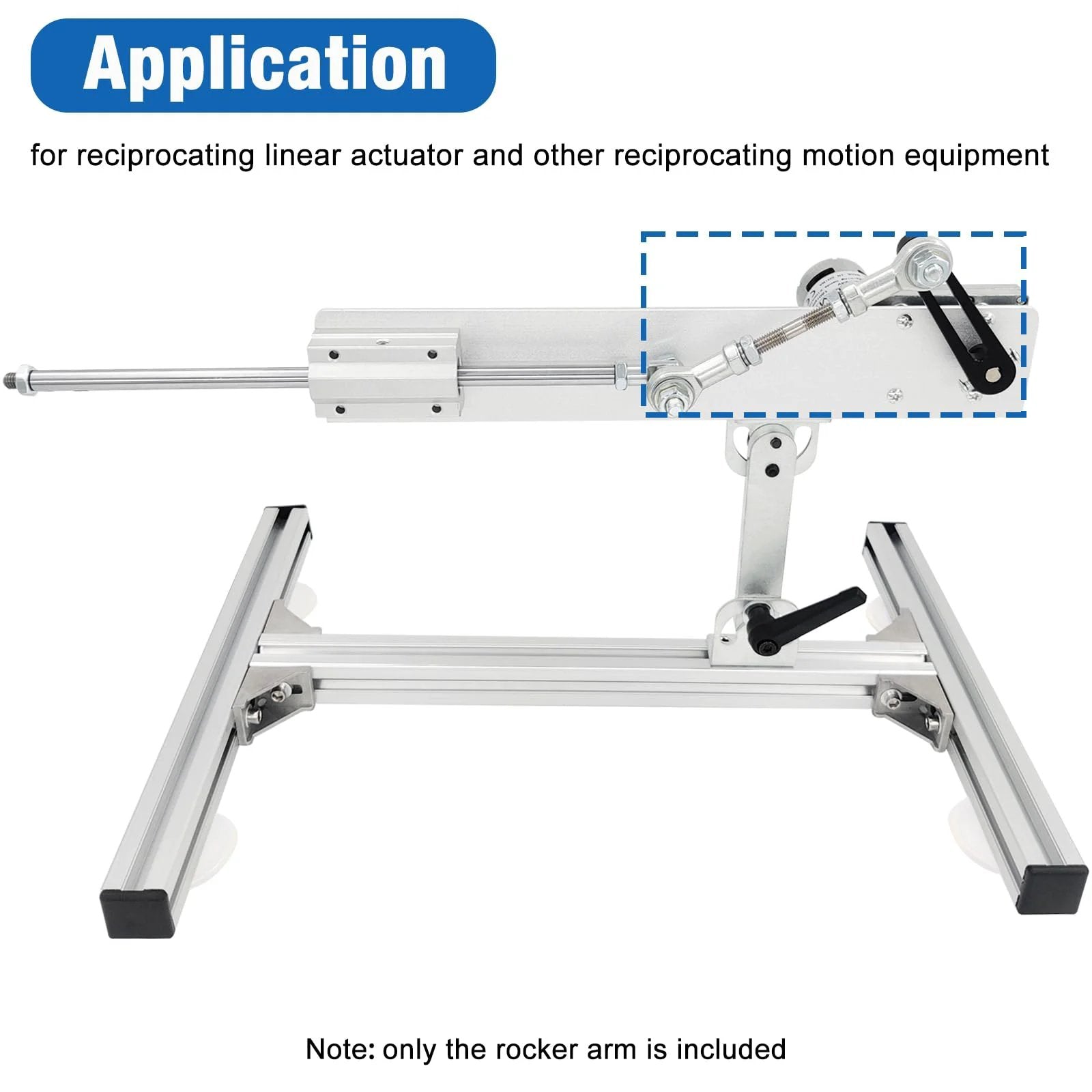 Rocker Arm For Reciprocating Linear Actuator With 8mm Shaft Hole Adjustable Stroke 30mm To 150mm Steel And Aluminum Alloy Construction visible on motion equipment.