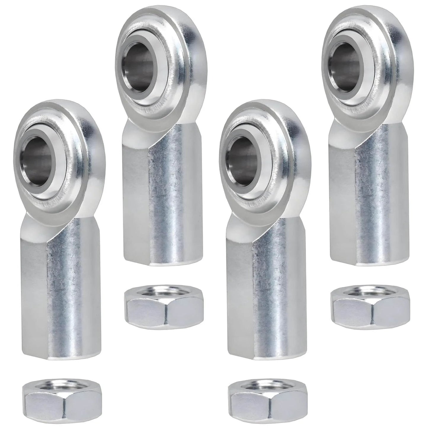 4 piece set of 5/16 x 5/16-24 Rod End Bearing Heim Joint Kit, right hand female thread with jam nuts, stainless rod ends.