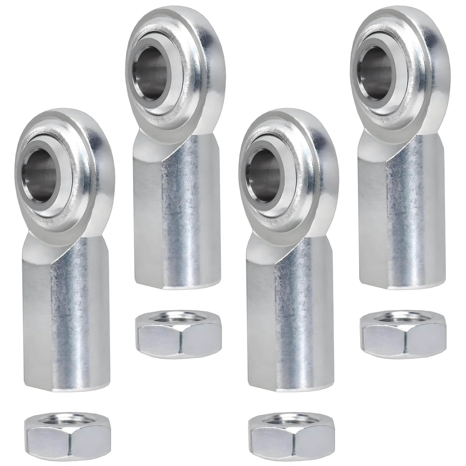 4 piece set of 5/16 x 5/16-24 Rod End Bearing Heim Joint Kit, right hand female thread with jam nuts, stainless rod ends.