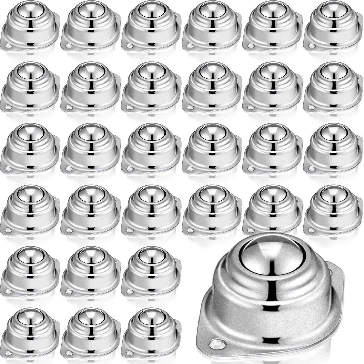 30 Pcs 1" Roller Ball Transfer Bearing 400 Lbs Load Capacity Carbon Steel Round Ball Transfer Unit Universal Casters for Conveyor Roller Stand Transmission System Furniture