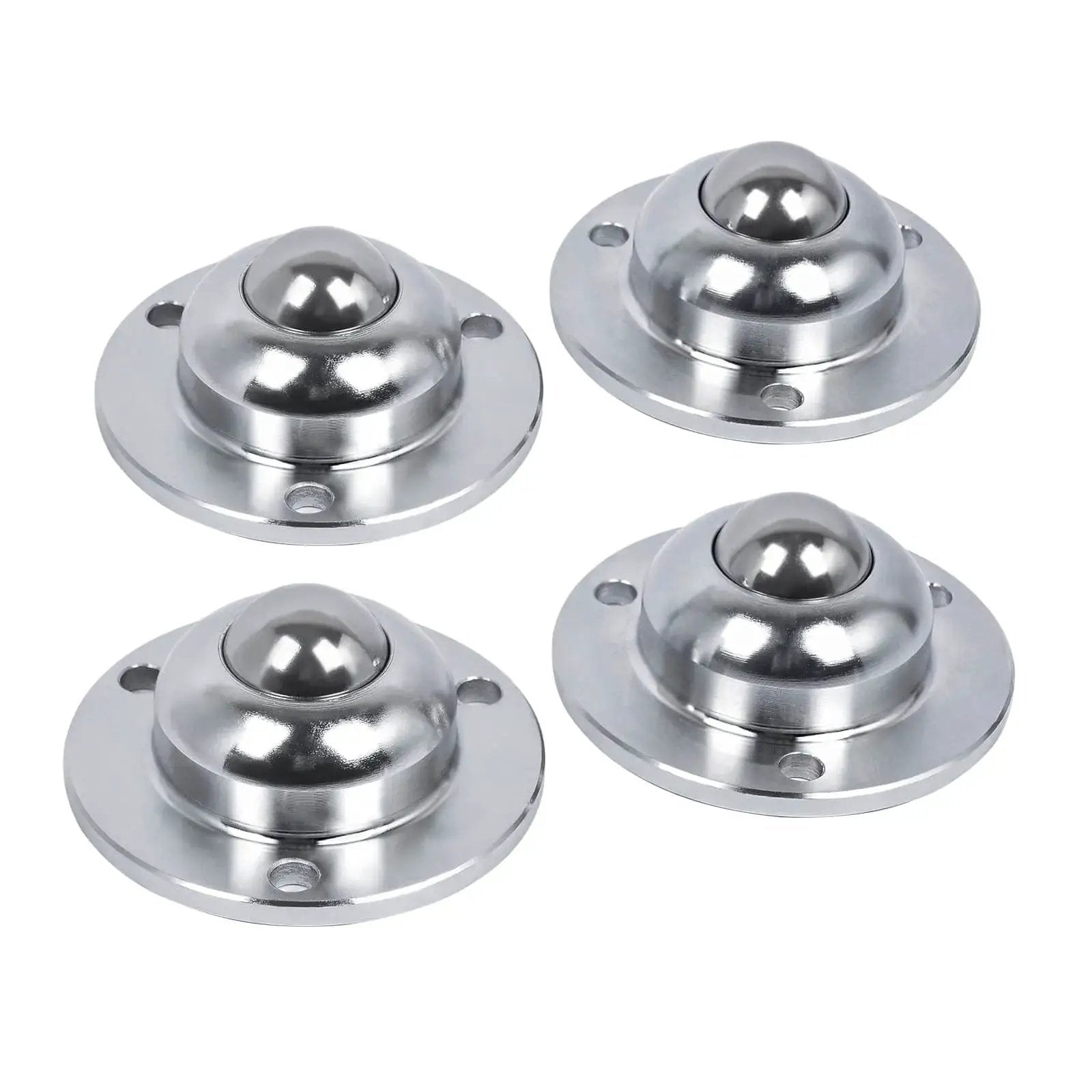 Set of 4 roller ball transfer bearing caster flange mounted units for conveyors and transmission equipment, steel and carbon steel, 1 inch