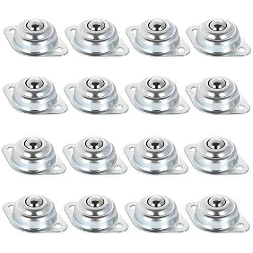 16 Pcs 1/2 Inch Roller Ball Transfer Bearings Flange Mounted Carbon Steel Units for Conveyors Roller Stands Transmission and Furniture with Smooth 360 Degree Rotation 22 lb Load
