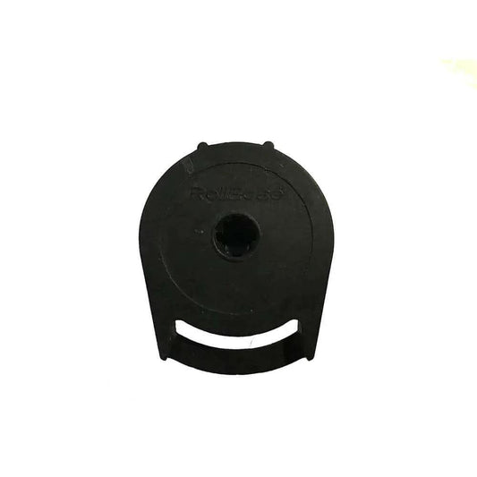 Front view of R8 Roller Shade Clutch for 1 1/4" Tube - Black Exterior, showing circular design and fitting for roller shades.