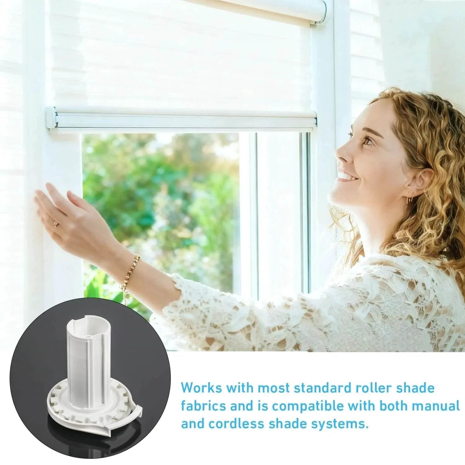 Roller Shade Clutch - Compatible with 1.5” (38mm) Shade Tubes, close-up view and installation of shade system
