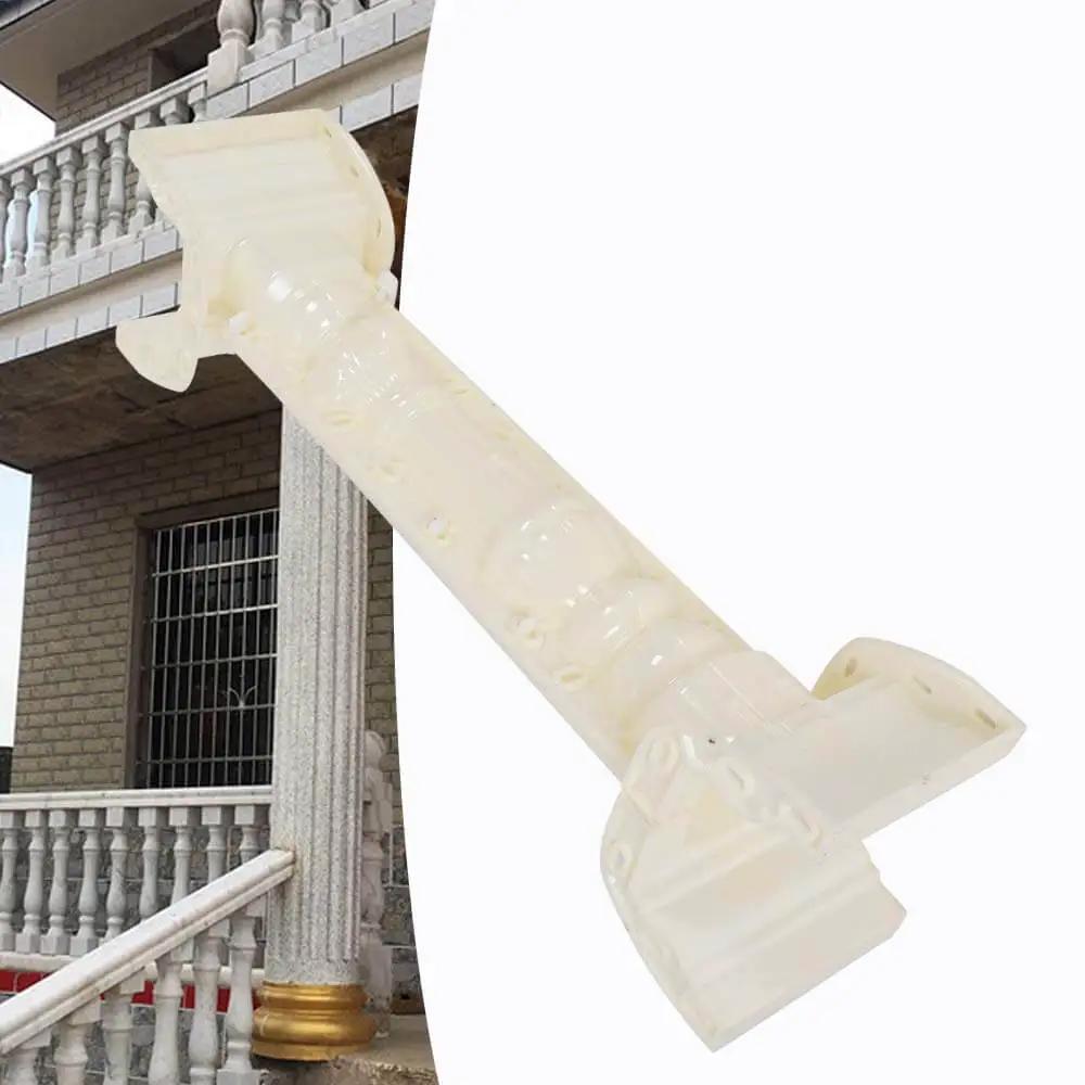 Two 35 Inch Balustrade Molds For DIY Concrete Casting shown with installed Roman column style on a building balcony.