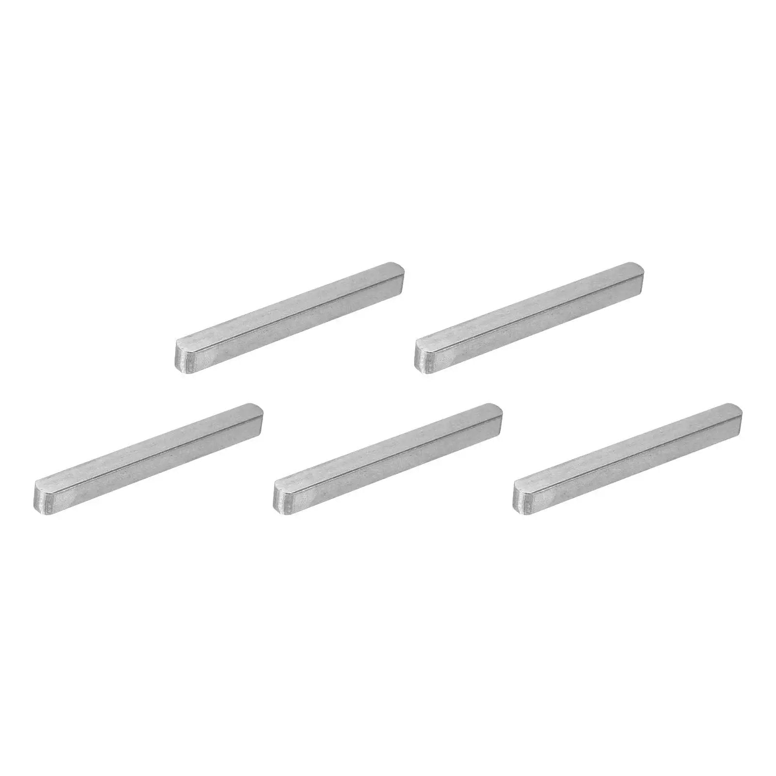 Round Ended Feather Key Set For Shaft Keyways 5 Pcs 6x6x60mm Carbon Steel Key Stock displayed in an array, used for secure fastening.