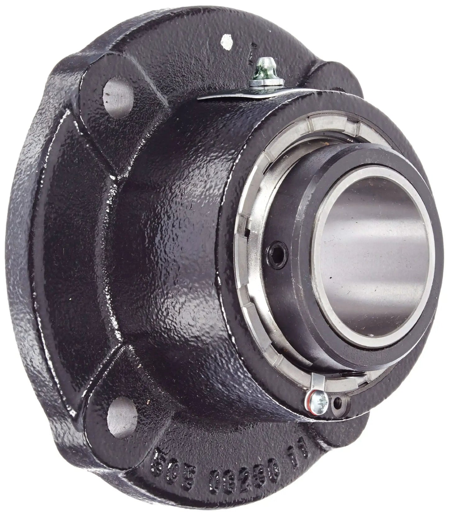 ZB2200 Round Flange Block Bearing With 4 Bolt Holes Relubricatable Non Expansion Cast Iron Housing Setscrew Locking Collar Inch Bore 2 Inch Spherical Roller Insert Heavy Duty Radial And Thrust Loads