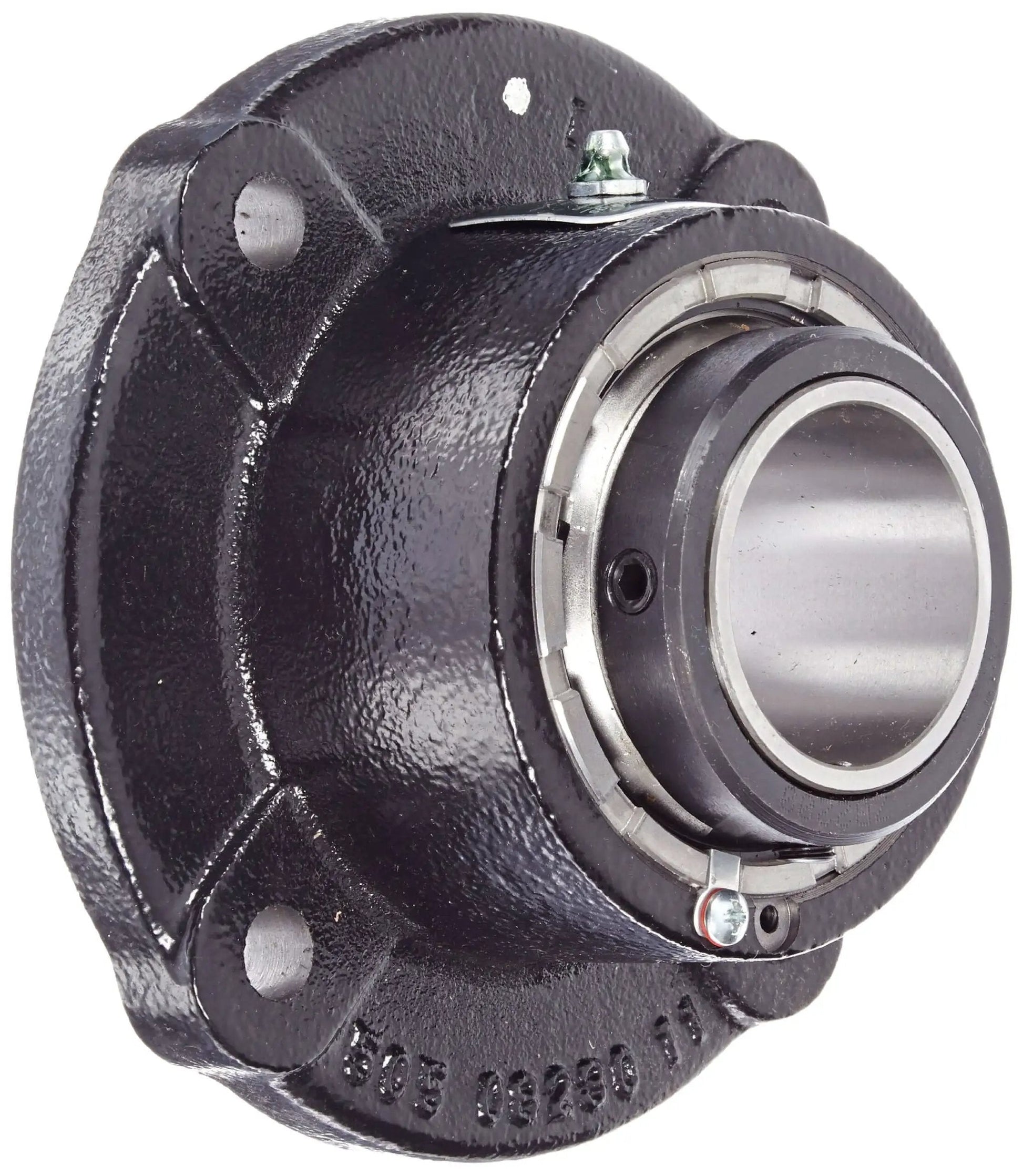 ZB2200 Round Flange Block Bearing With 4 Bolt Holes Relubricatable Non Expansion Cast Iron Housing Setscrew Locking Collar Inch Bore 2 Inch Spherical Roller Insert Heavy Duty Radial And Thrust Loads