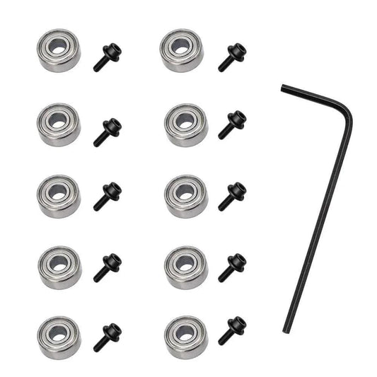 10 Piece Router Bit Bearing Set Top Bearings For Flush Trim Router Bits With Inner Diameter Three Sixteenth Inch And Outer Diameter One Half Inch Includes Bearings Set Screws And Hex Key For Replacement Repair And Precise Grooving