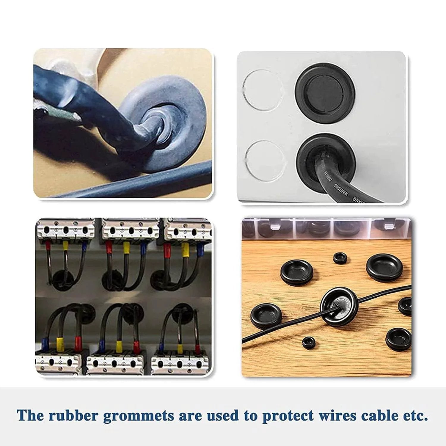 188 Piece Rubber Grommet Kit used for wiring protection and sealing against dust and water in electrical and plumbing projects.