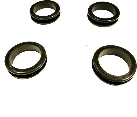 Pack of four 2-1/4 inch rubber grommets designed to seal openings, protect wires, and organize cables in electrical panels