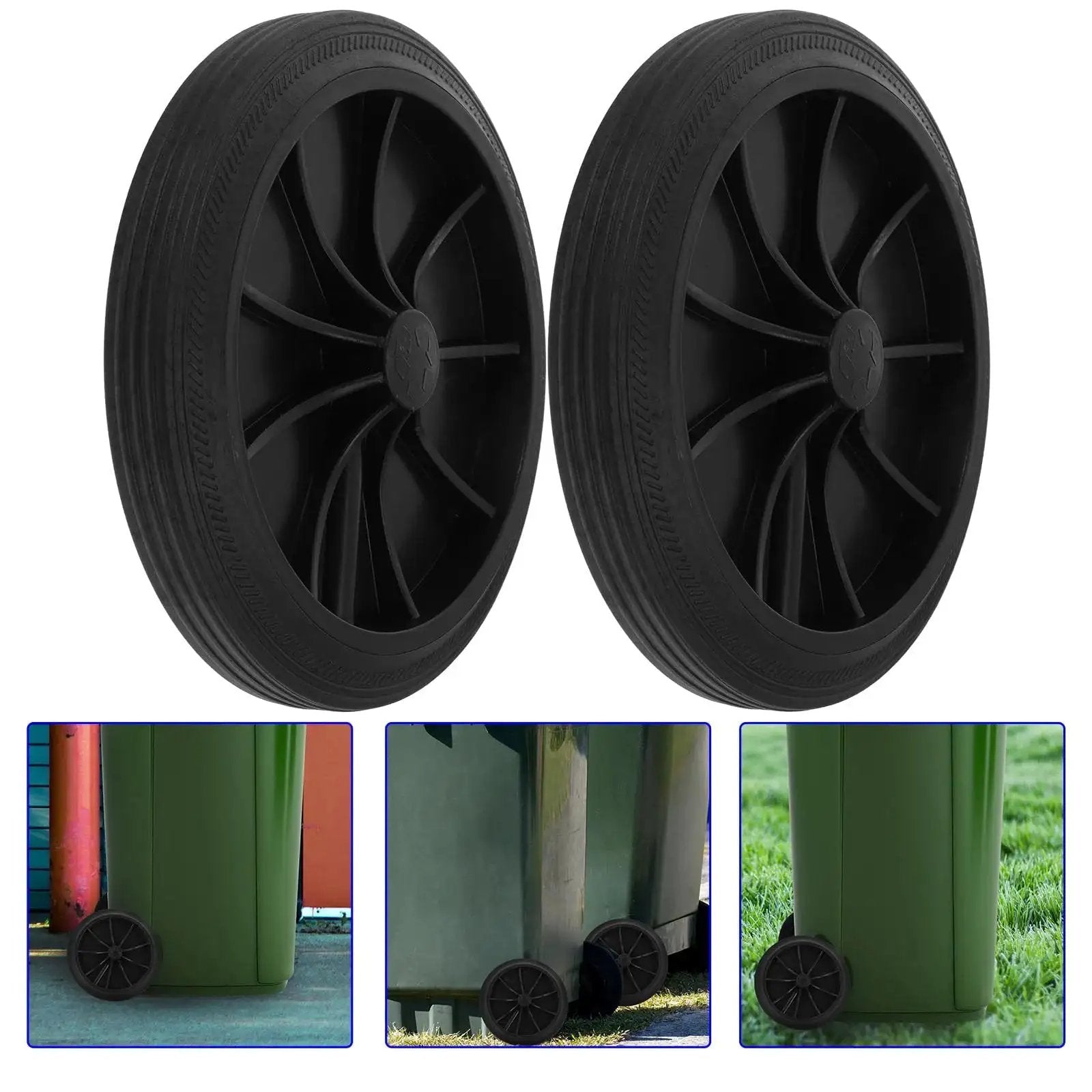 Trash Can Wheels Replacement Set 7 Inch Rubber Casters For Garbage Bins And Outdoor Waste Containers Easy Installation