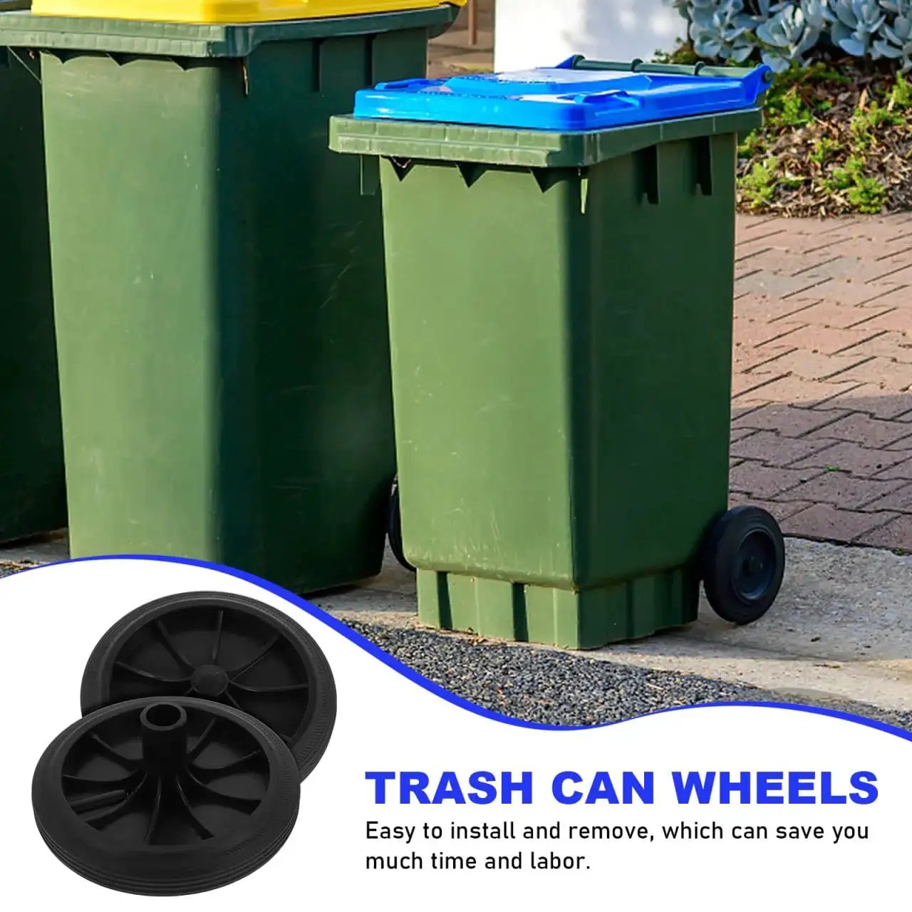 Trash Can Wheels Replacement Set 7 Inch Rubber Casters For Garbage Bins And Outdoor Waste Containers Easy Installation