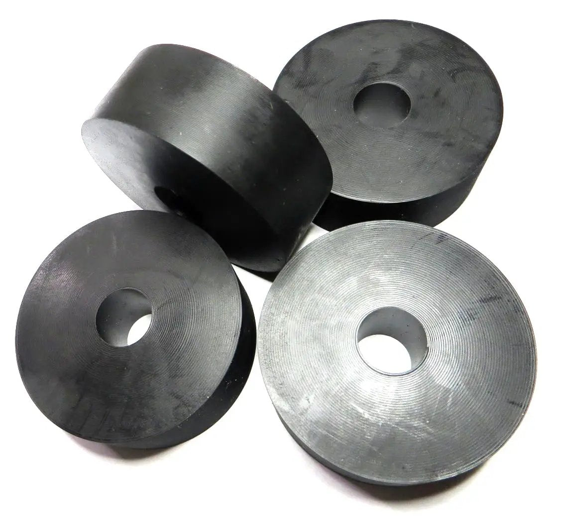 Pack Of Four Made In USA Rubber Spacer For Anti Vibration And Equipment Damping, 2-Inch Outer Diameter, close-up view