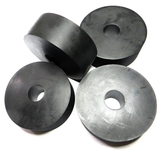 Pack Of Four Made In USA Rubber Spacer For Anti Vibration And Equipment Damping, 2-Inch Outer Diameter, close-up view