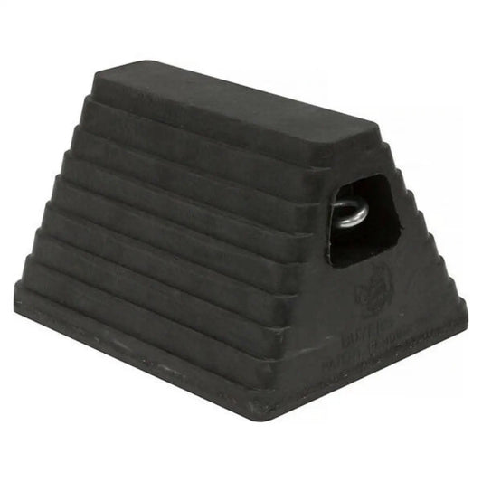 Heavy Duty Rubber Wheel Chock With Recessed Eyebolt For Cars Trailers And RVs Durable Oil Resistant Tire Stopper 10x8x6 Inch