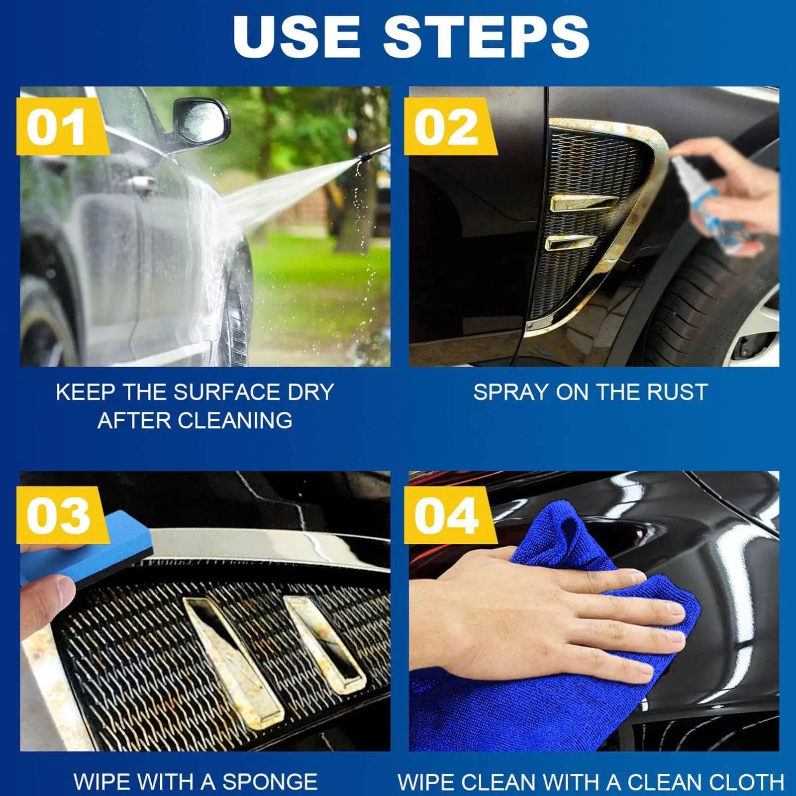 Instructions for Anti Rust Remover And Lubricant Spray Set For Metal Surfaces Three Pack Fast Acting Rust Removal And Long Lasting Lubrication