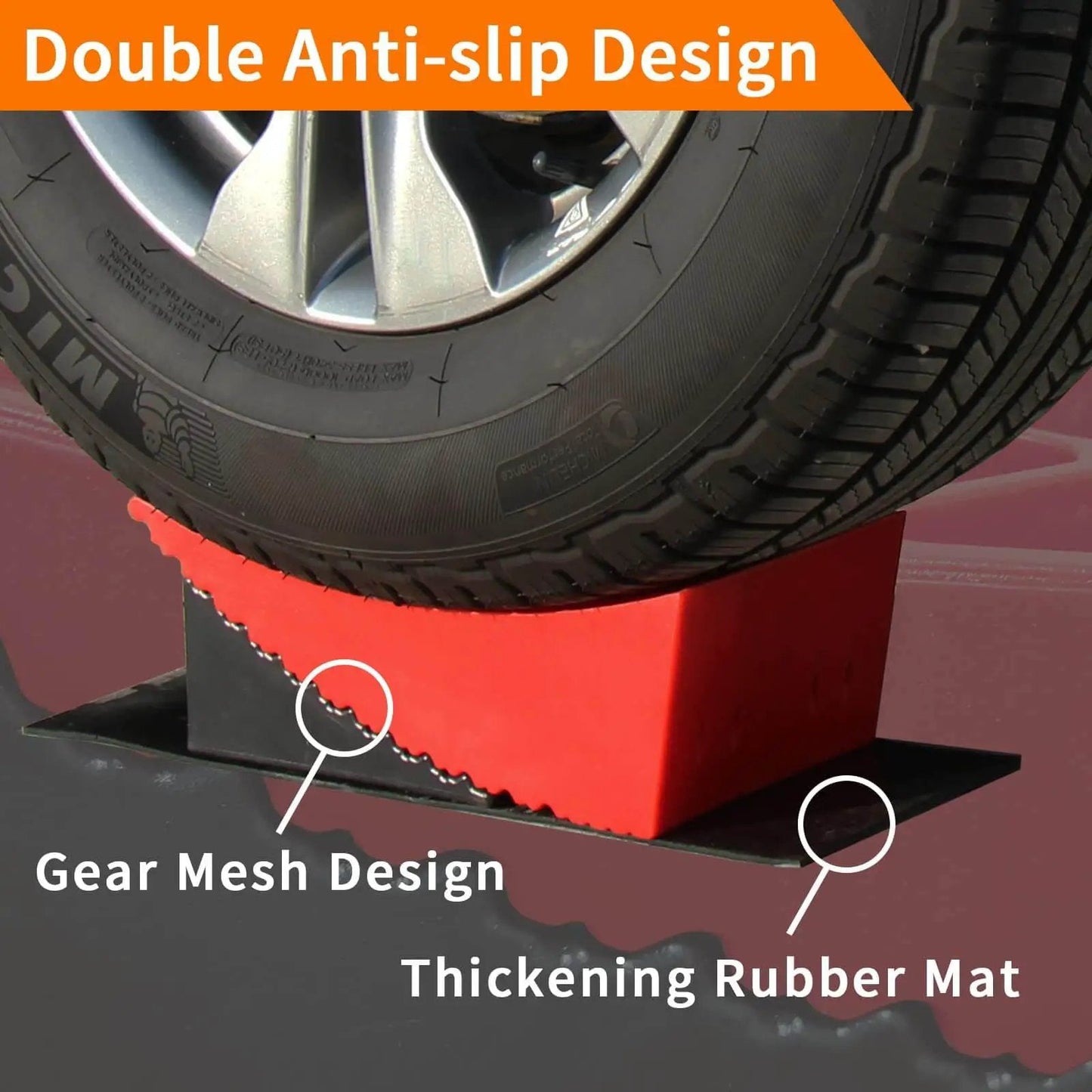 Heavy Duty RV Leveling Blocks Kit For Dual Axle Trailers And Motorhomes, HDPE With Non Slip Gear Mesh, tire on leveler ramp