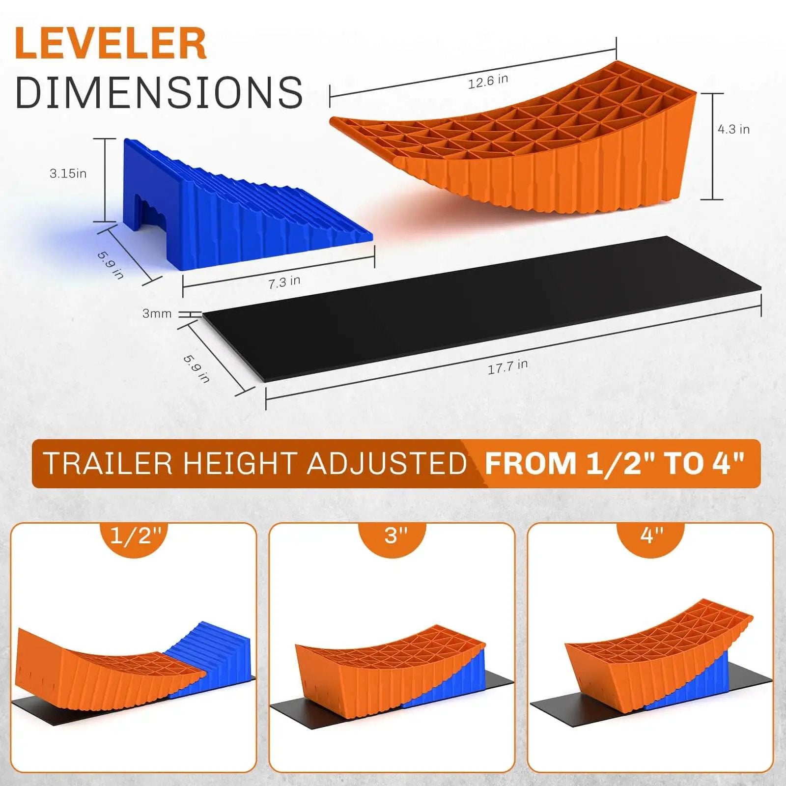 Heavy Duty RV Leveling Blocks Kit For Camper With Anti Slip Mats Two Pack Curved Design Up To 35000 Lbs For Travel Trailer