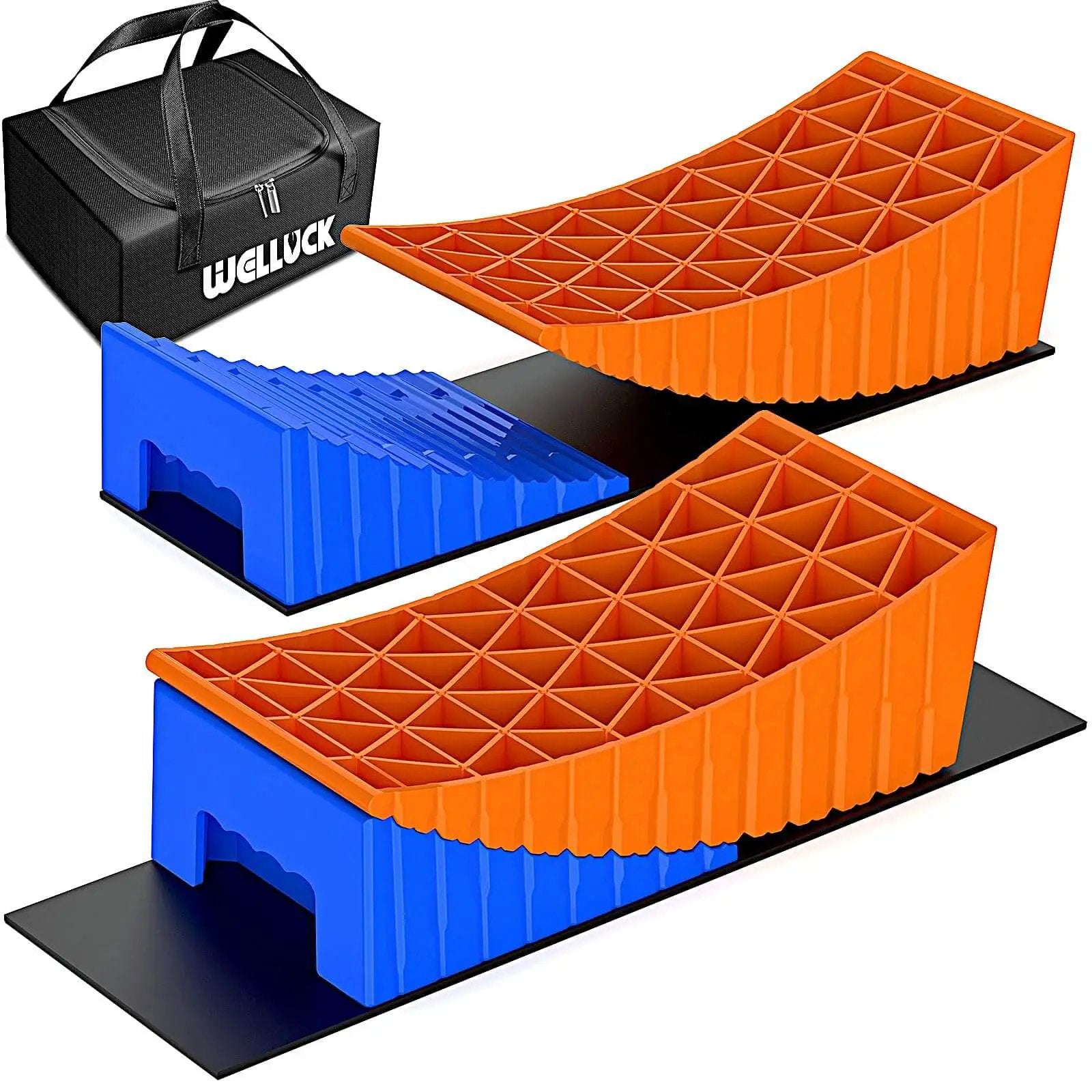 Heavy Duty RV Leveling Blocks Kit For Camper With Anti Slip Mats Two Pack Curved Design Up To 35000 Lbs For Travel Trailer Easier And Faster Leveling Today