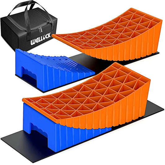 Heavy Duty RV Leveling Blocks Kit For Camper With Anti Slip Mats Two Pack Curved Design Up To 35000 Lbs For Travel Trailer Easier And Faster Leveling Today