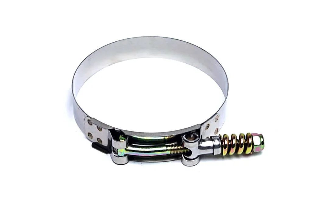 Spring Loaded Stainless Steel SAE 188 TBolt Clamp For 6.5 Inch Inside Diameter Hose 6.75 to 7.06 Inch Range 172 to 180 mm Polished Finish