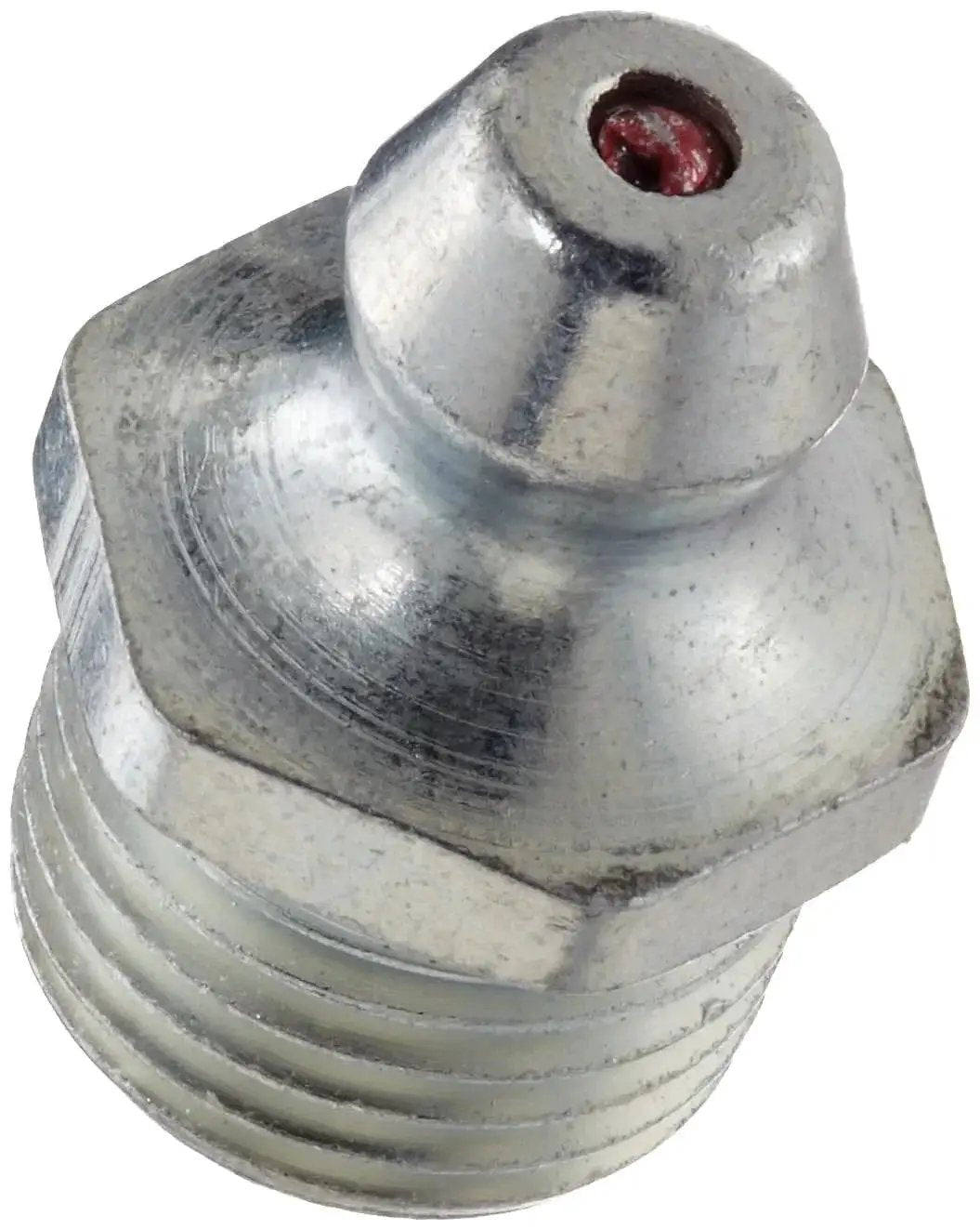 Close-up of a 1/8 NPT straight fitting from the 80 Piece SAE Grease Fittings Set With Common 1/8 NPT And 1/4-28 Threads LockNLube