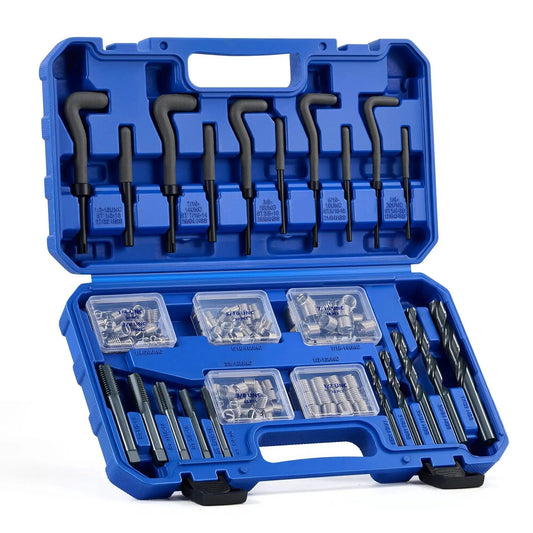 SAE Thread Repair Kit For Auto Repair 172 Piece Set With HSS Drill Bits Taps 150 Wire Thread Inserts And 10 Installation Tools