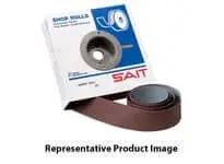 A box of SAIT shop rolls with a brown abrasive paper roll extending from the packaging, labeled as a representative product image.