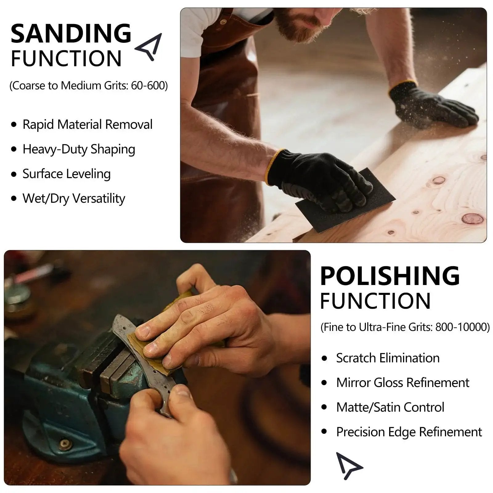 Versatile Sandpaper Set With 21 Wet Dry Sheets Covering 7 Grits 120 220 400 600 800 1000 2000 For Wood Metal And Automotive Sanding And Polishing Includes 9 By 3.6 Inch Sheets Premium Silicon Carbide Electrostatic Material For Long Lasting used for sanding and polishing wood and metal surfaces.