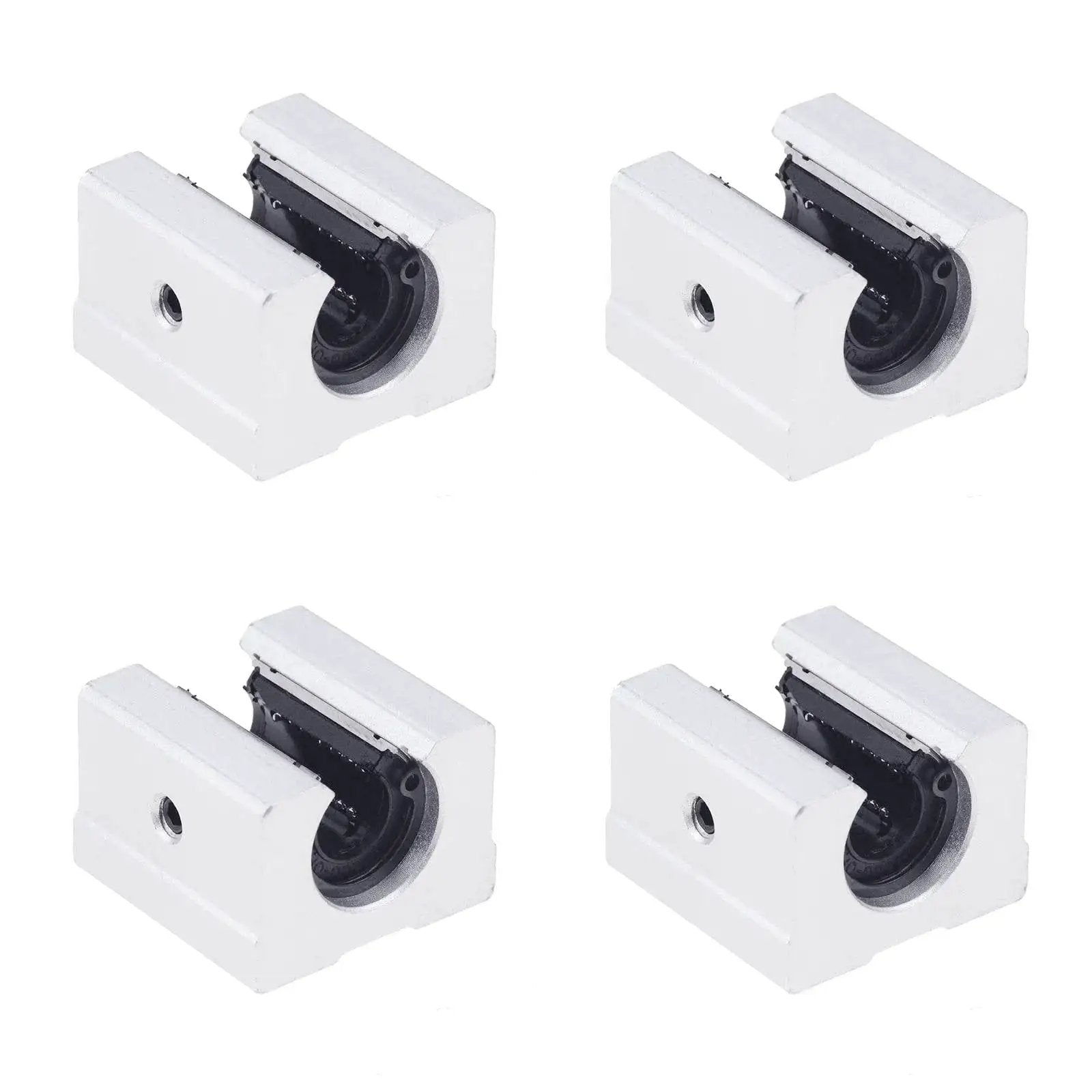 Four Piece SBR Linear Ball Bearing Blocks Set For 20mm SBR Rails And Guides, Aluminum CNC Parts, top view