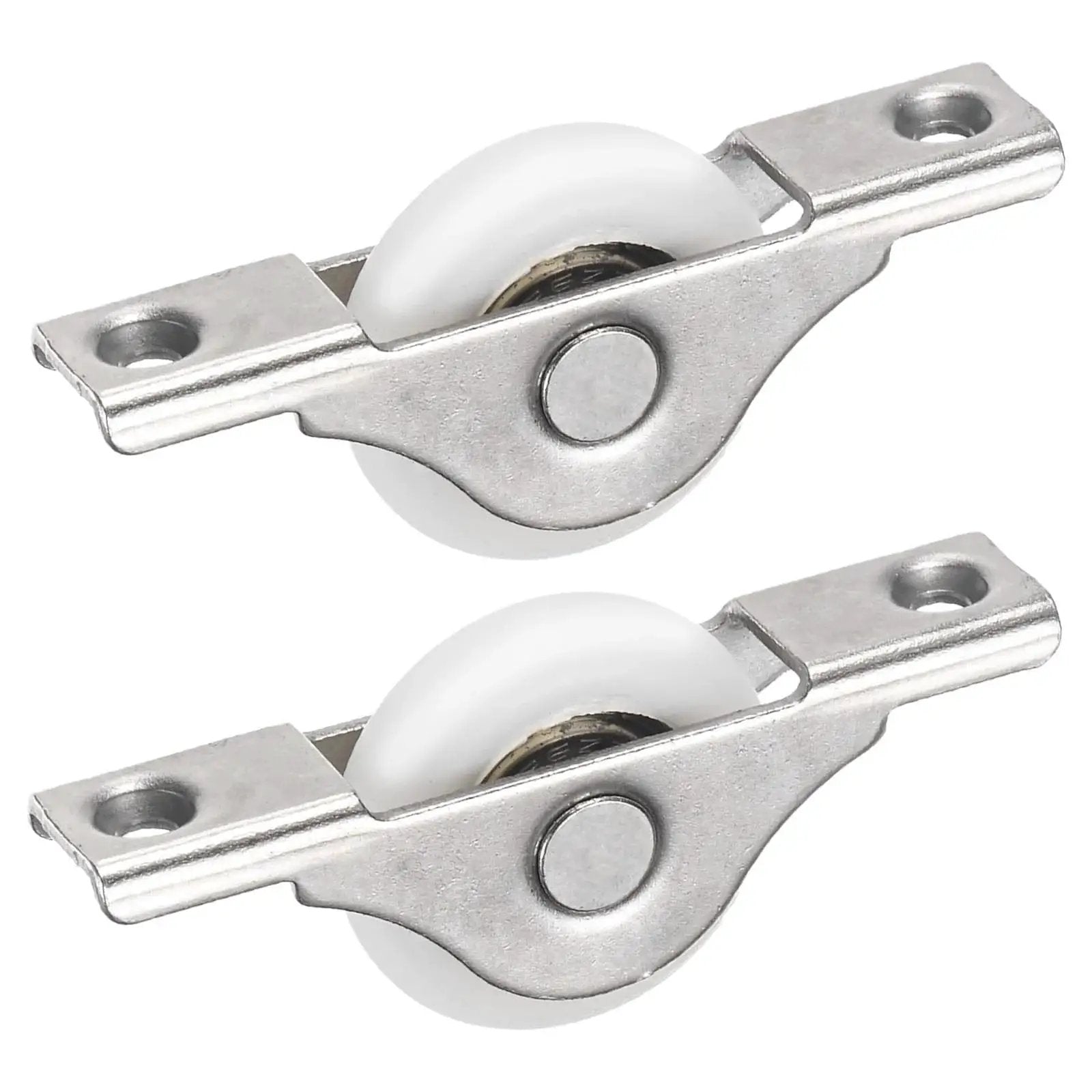 2-Pack Screen Door Rollers, 30mm Diameter Nylon Pulley Wheels For Sliding Doors And Windows, durable iron and nylon, front view, white