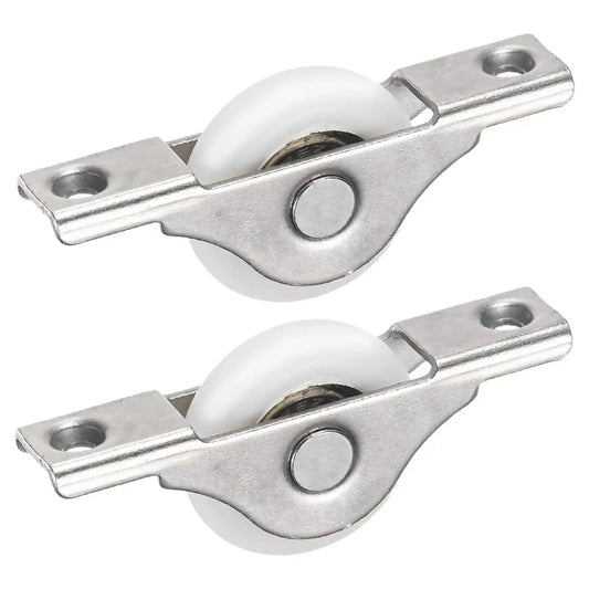 2-Pack Screen Door Rollers, 30mm Diameter Nylon Pulley Wheels For Sliding Doors And Windows, durable iron and nylon, front view, white