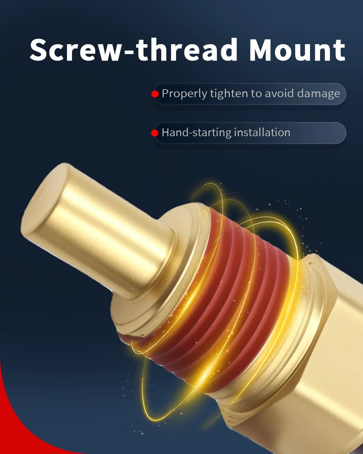 Close-up of Engine Coolant Temperature Sensor For GM Rides And Trucks With Connector ECT Water Temp Sensor, showing screw-thread mount and installation details.