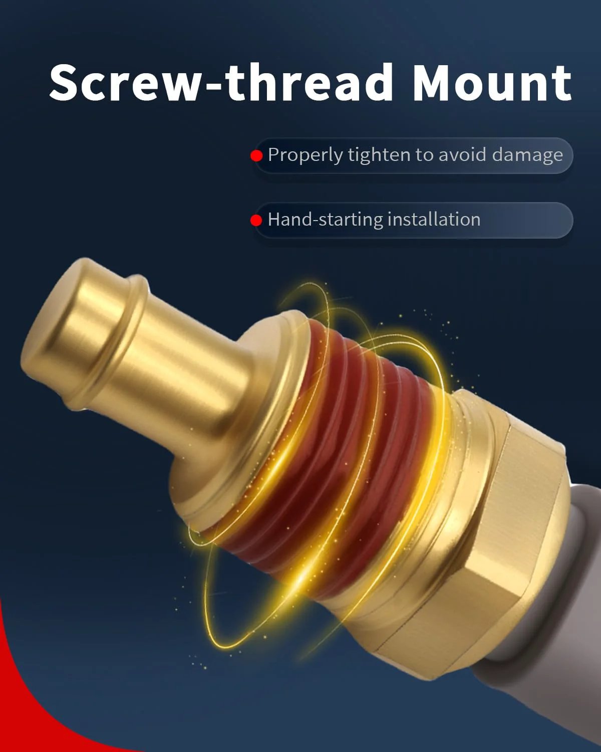 Close-up of Engine Coolant Temperature Sensor ECT Water Temp Sensor Compatible With Jeep Wrangler and Dodge models showing screw-thread mount.
