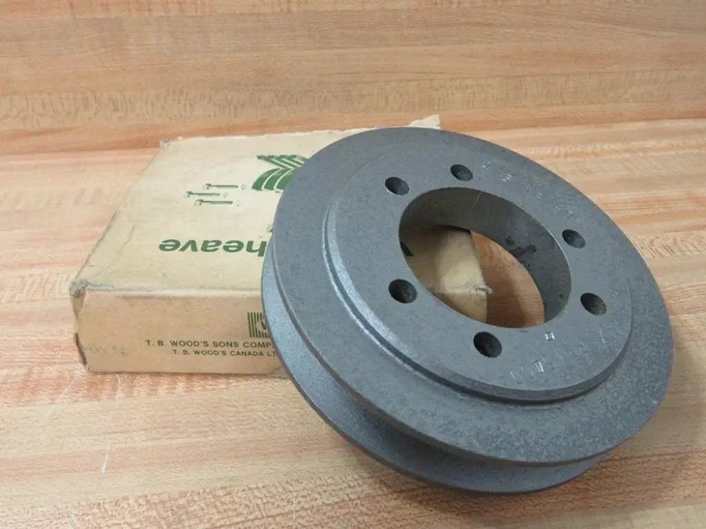 Compact SDS pulley with 5 inch outer diameter and 2-1/8 inch bore showcased in front of packaging, ideal for small machines and CNCs.