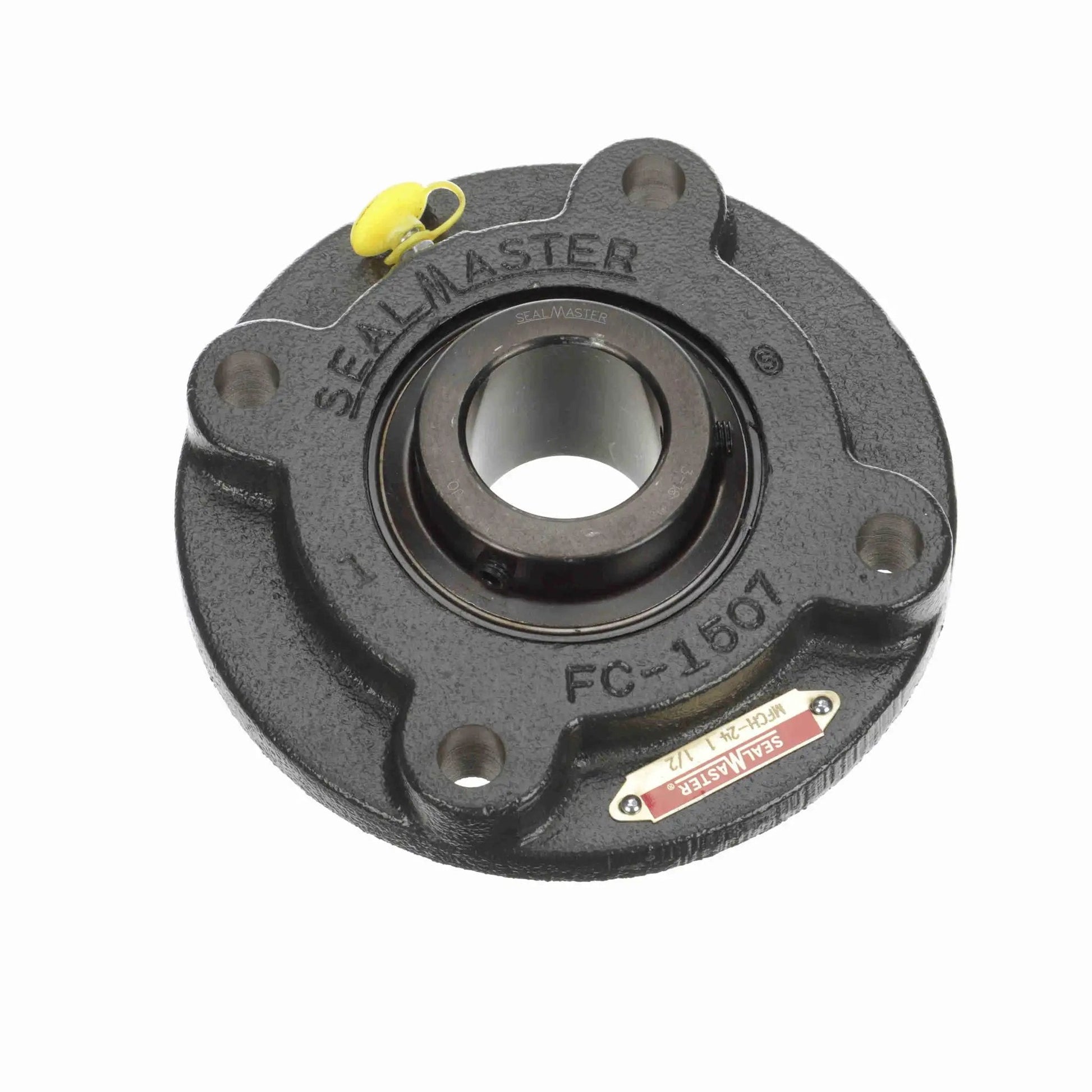 Durable Sealmaster mounted flange cartridge bearing with cast iron housing and sealed ball bearing unit for industrial equipment use.