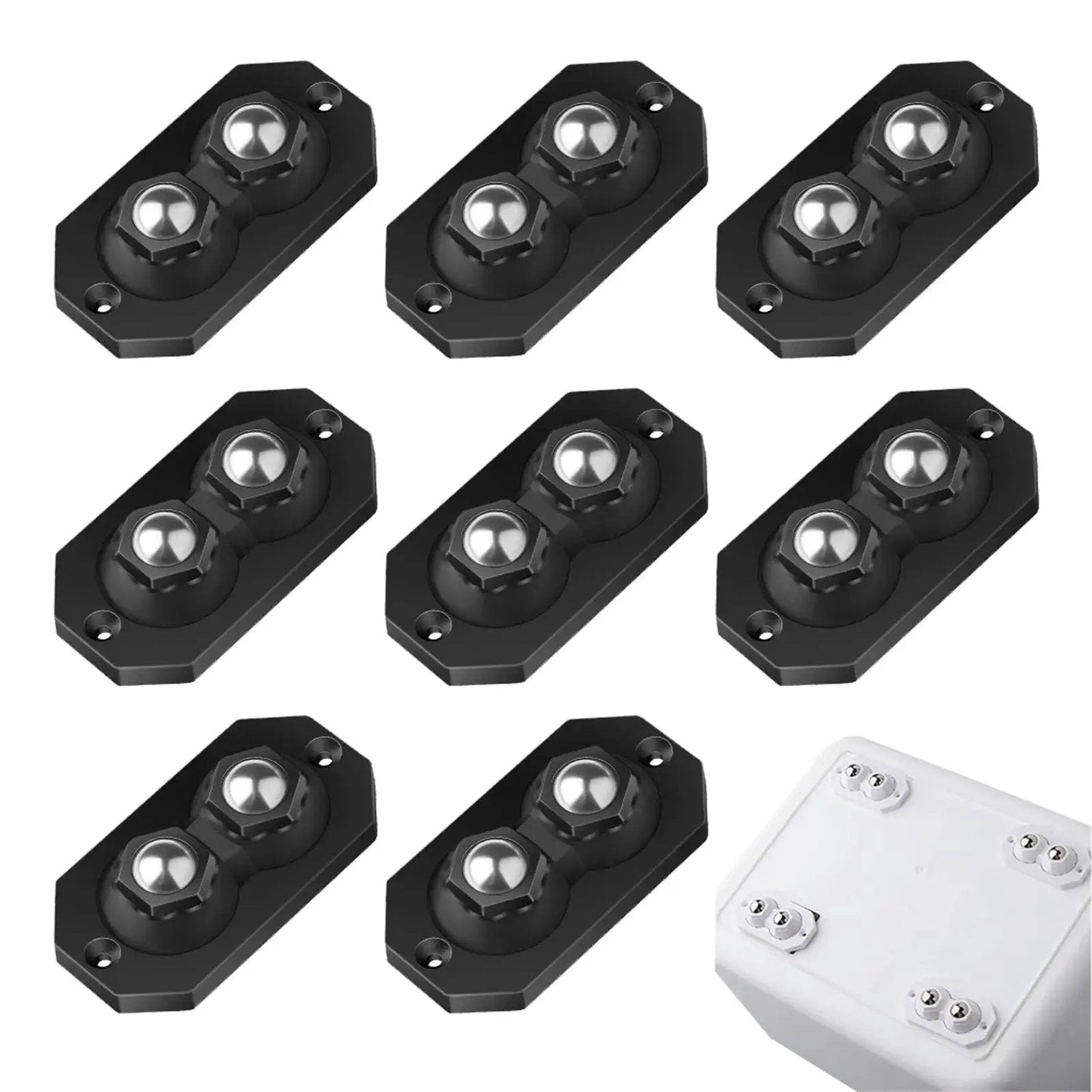 12 Pcs Self Adhesive Caster Wheels Stainless Steel 360 Degree Swivel Low Profile Rollers for Furniture Installation