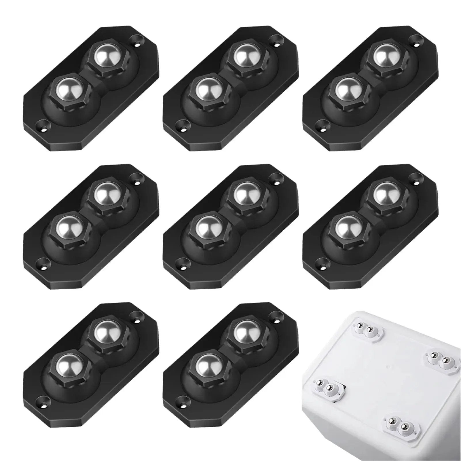 12 Pcs Self Adhesive Caster Wheels Stainless Steel 360 Degree Swivel Low Profile Rollers for Furniture Installation