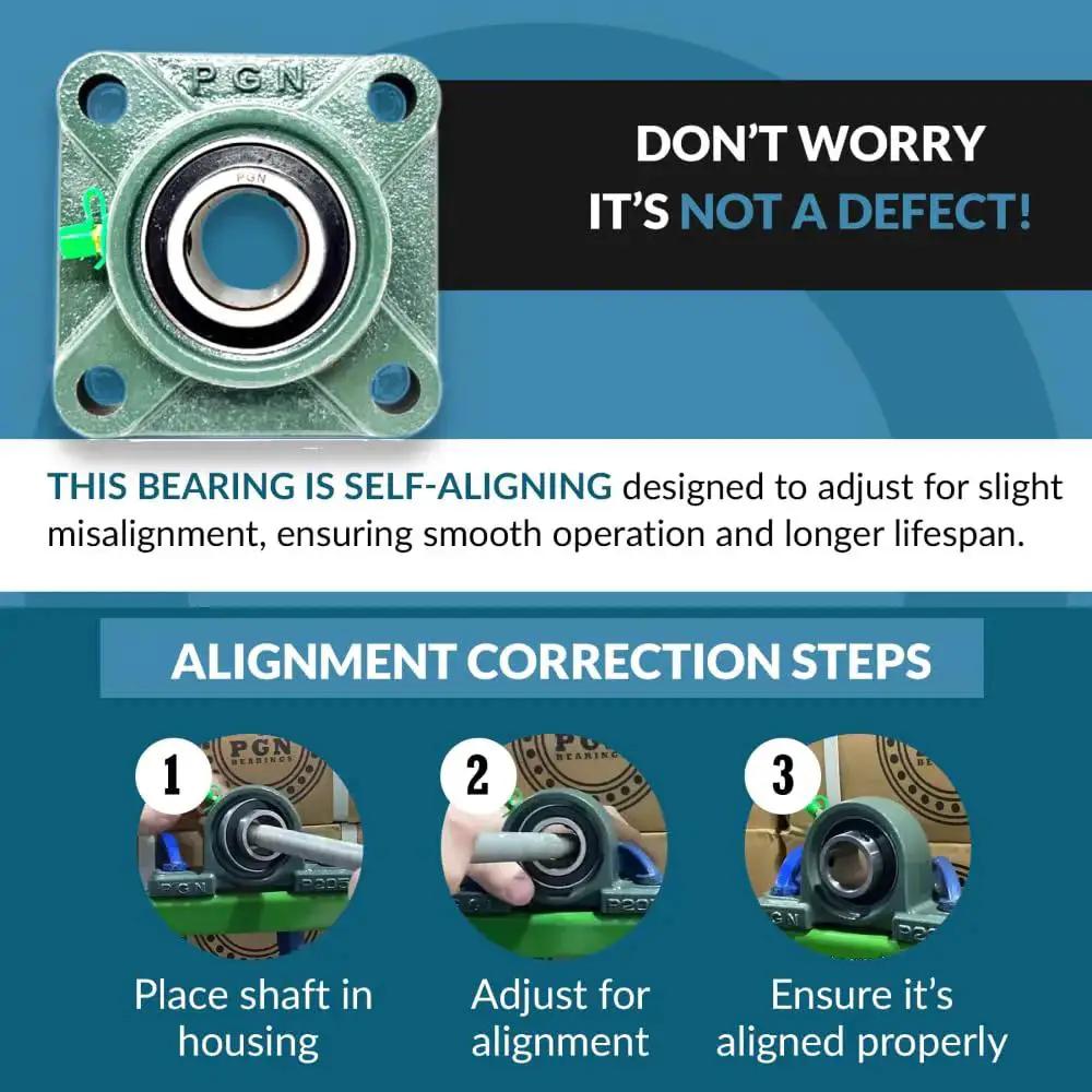 Pillow Block Bearing Pack Of 2 UCF204-12 Square Flange Mounted Self Aligning With Three Quarters Inch Bore Chrome Steel AISI 52100