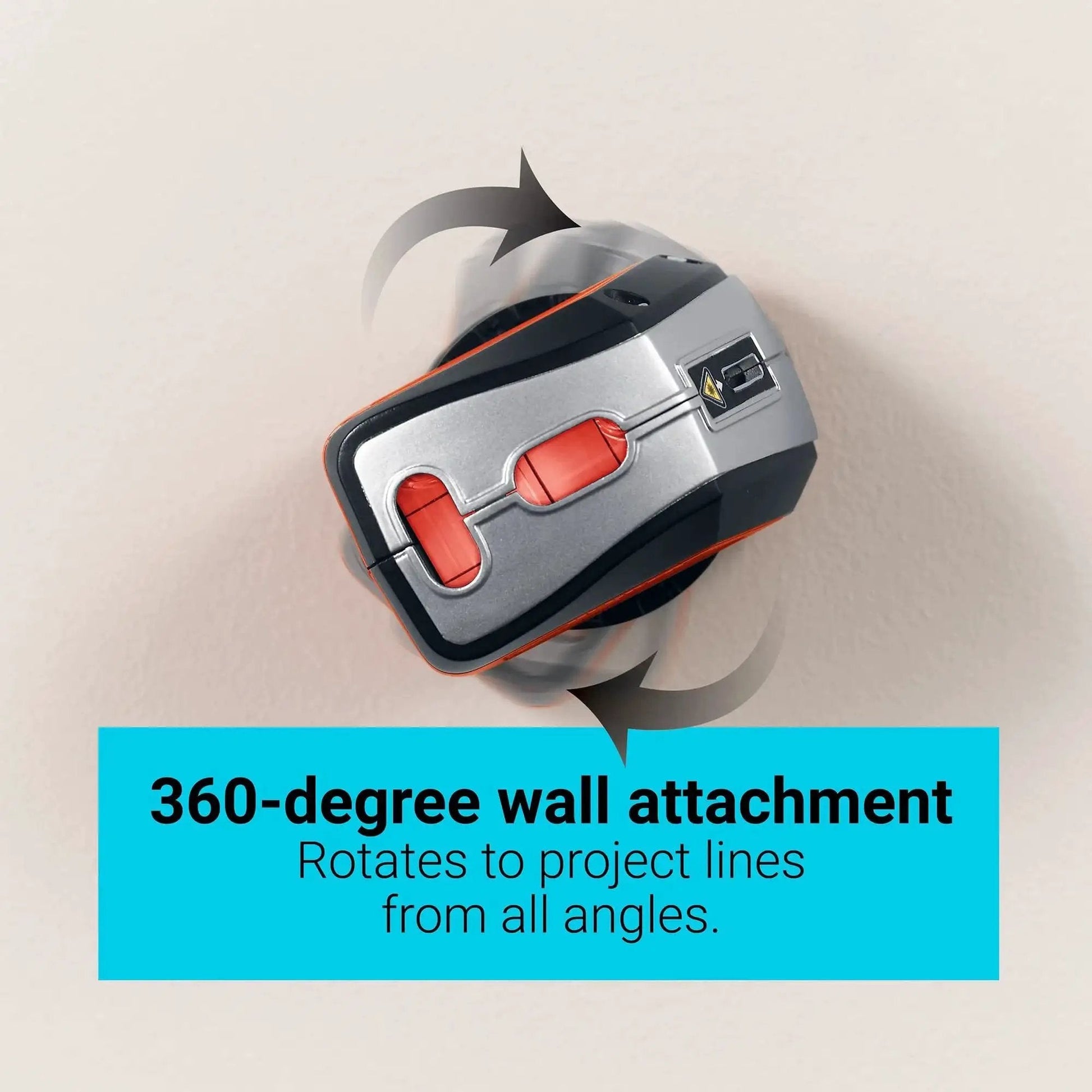 Effortlessly align pictures, shelves, and mirrors with this self-leveling 360-degree laser level and wall mount attachment