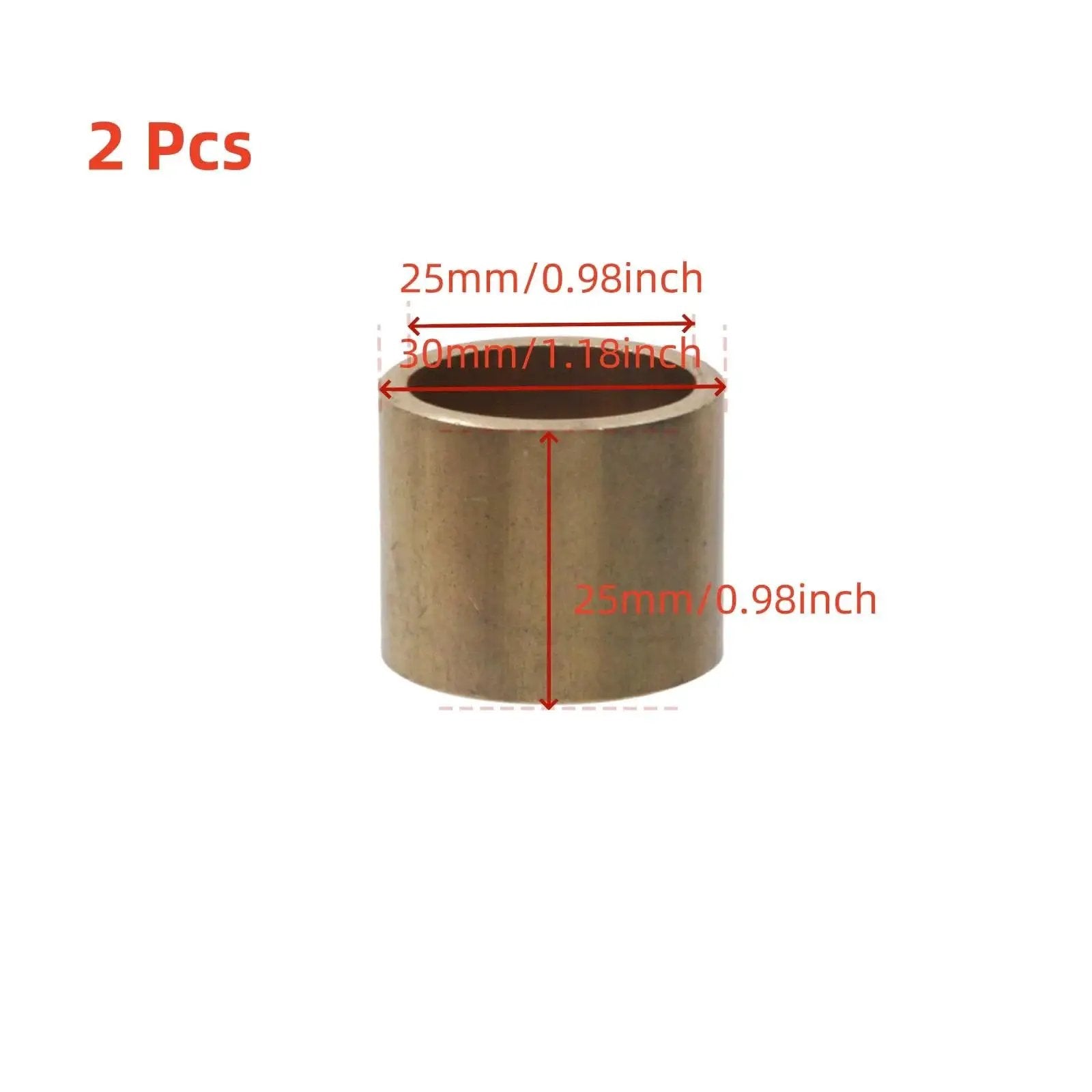 2 Pcs Self Lubricating High Wear Resistant Brass Copper Bushing Sleeve Bearing Straight Cylinder