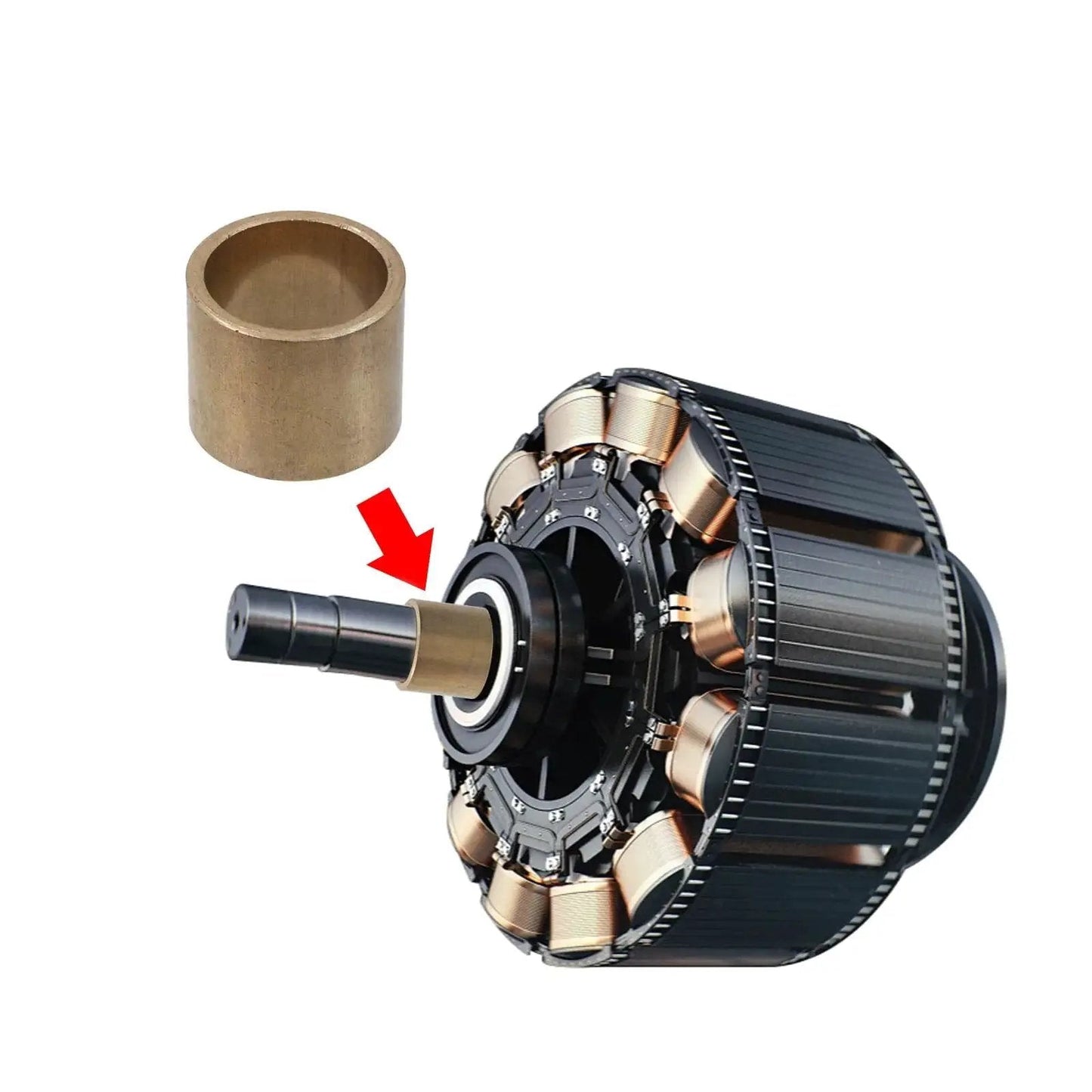 2 Pcs Self Lubricating High Wear Resistant Brass Copper Bushing Sleeve Bearing Straight Cylinder shown near machinery part