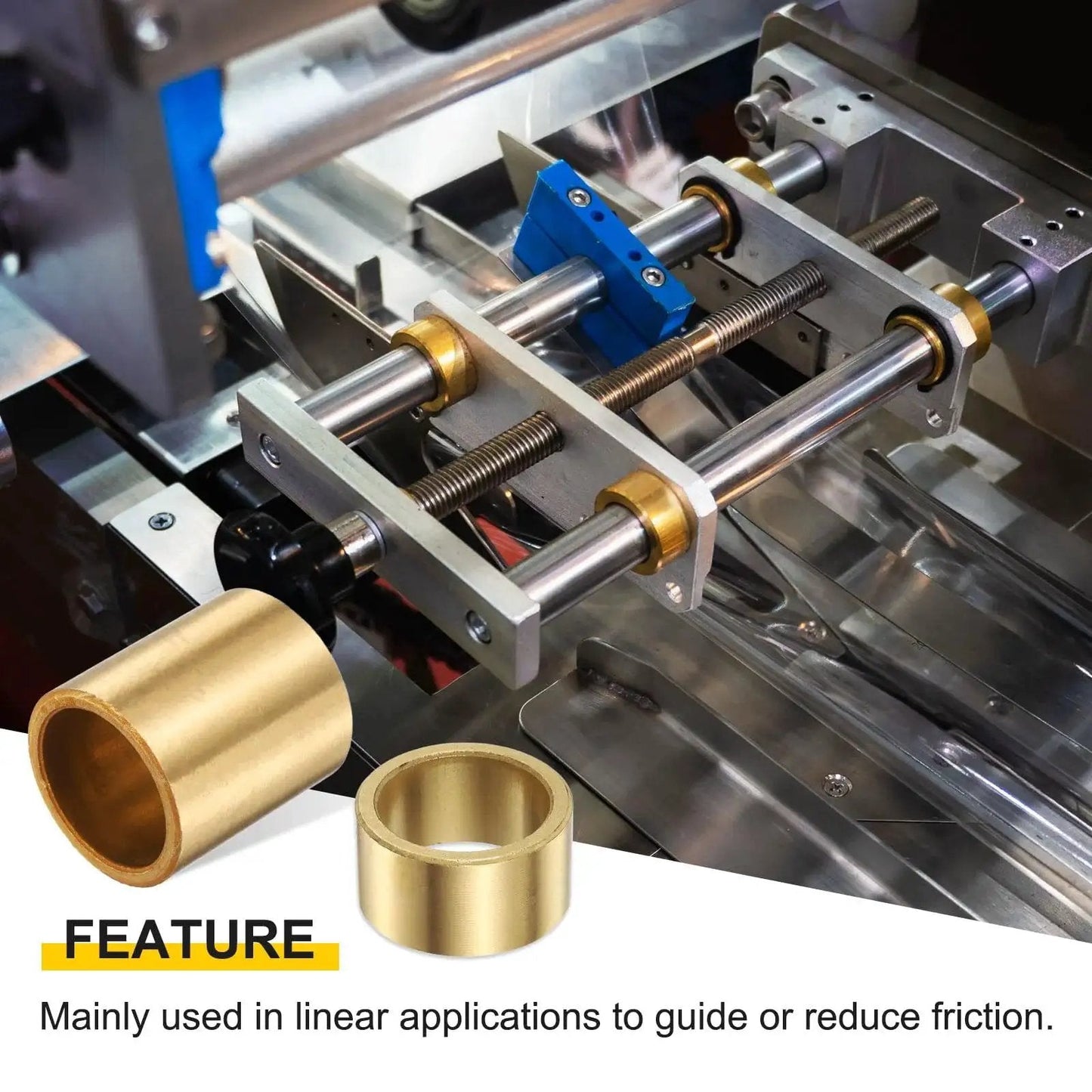 Self Lubricating Sintered Bronze Sleeve Bearing 30mm Bore 38mm Outer Diameter 20mm Length in linear machinery application.