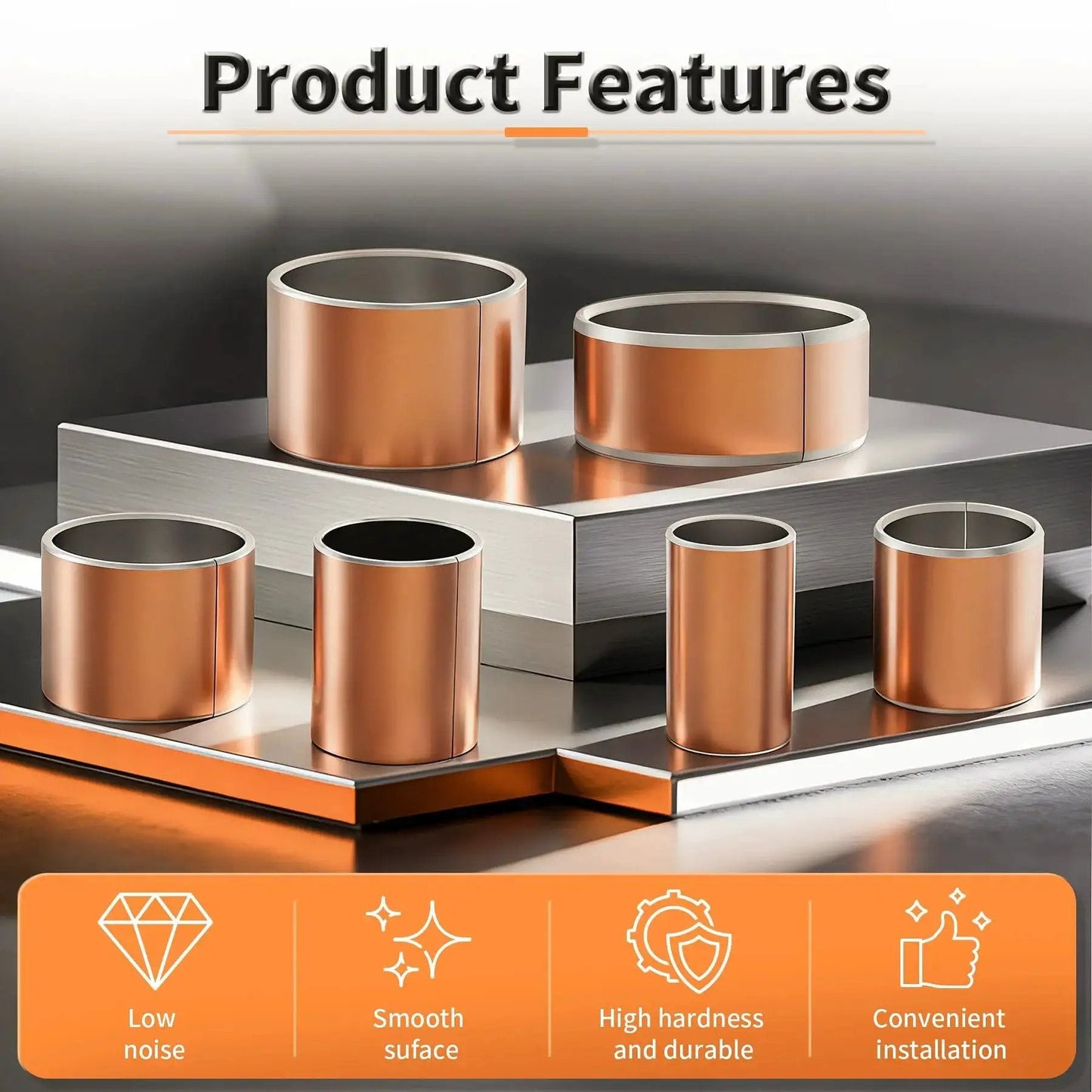 10 Pack Sleeve Bearings 10mm Bore 12mm Outer Diameter 15mm Length Self Lubricating Bronze Bushings displayed on reflective surface