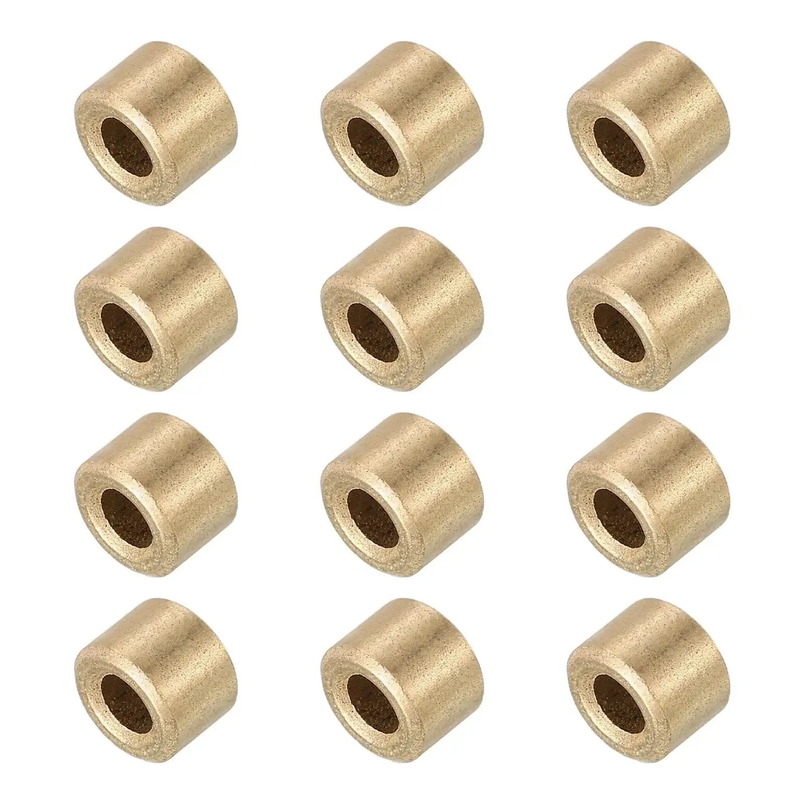 Self Lubricating Cast Brass Sleeve Bearings 3mm Bore by 6mm Outer Diameter and 4mm Length Gold Tone Pack of 12 displayed in grid layout