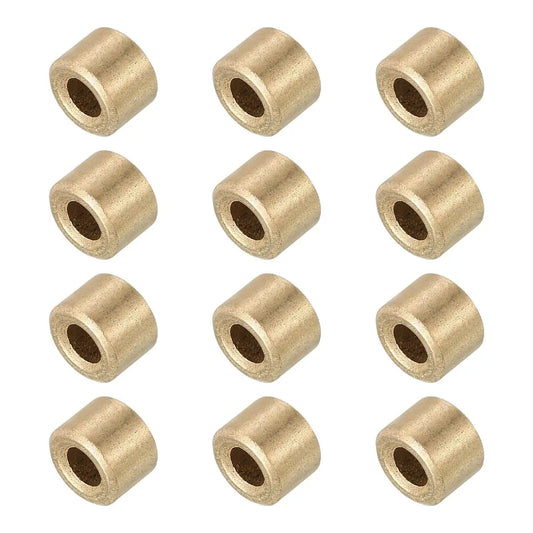 Self Lubricating Cast Brass Sleeve Bearings 3mm Bore by 6mm Outer Diameter and 4mm Length Gold Tone Pack of 12 displayed in grid layout