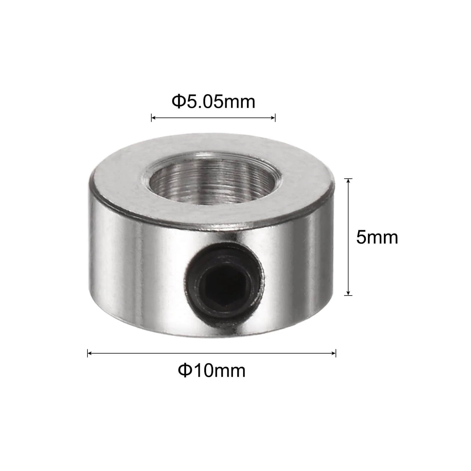 10pcs Set Screw Collars 5.05mm Bore Shaft Collars, 10mm OD, 5mm Width, metal collar with set screw