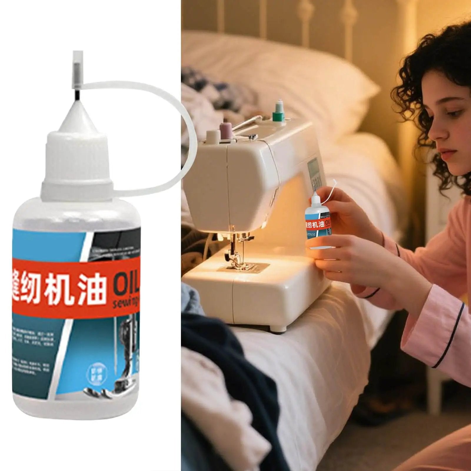 High Heat Multi Purpose Machine Oil bottle near sewing machine for general mechanical care
